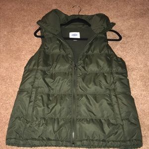 Olive green puff vest
